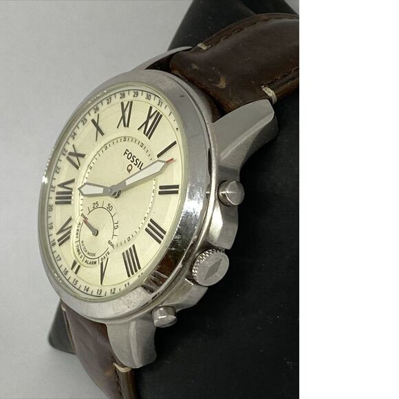 Fosssil FTW1118 Men's Brown Leather Beige Analog Dial Hybrid Smartwatch XX640 - Picture 4 of 12